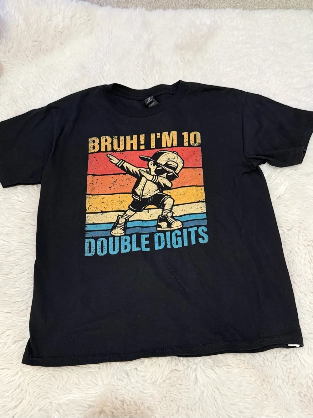Gildan Black Short-Sleeve Tee with Retro Multi-Color Graphic